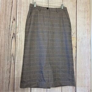 L.L Bean Womens Plaid Houndstooth Midi Skirt Size 6 petite